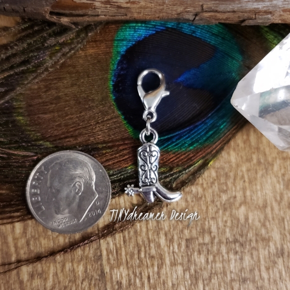 5/$25 Silver Cowboy Boot Charm for Bracelet~Zipper~Bag Clip~ Cowboy Jewelry Gift - Picture 7 of 9